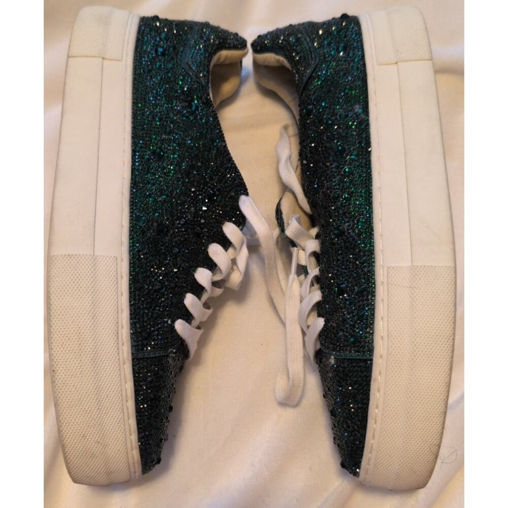 Betsey Johnson Sidny Crystal Pavé Platform Sneakers Frosted Green Size 10 EUC - Picture 4 of 6